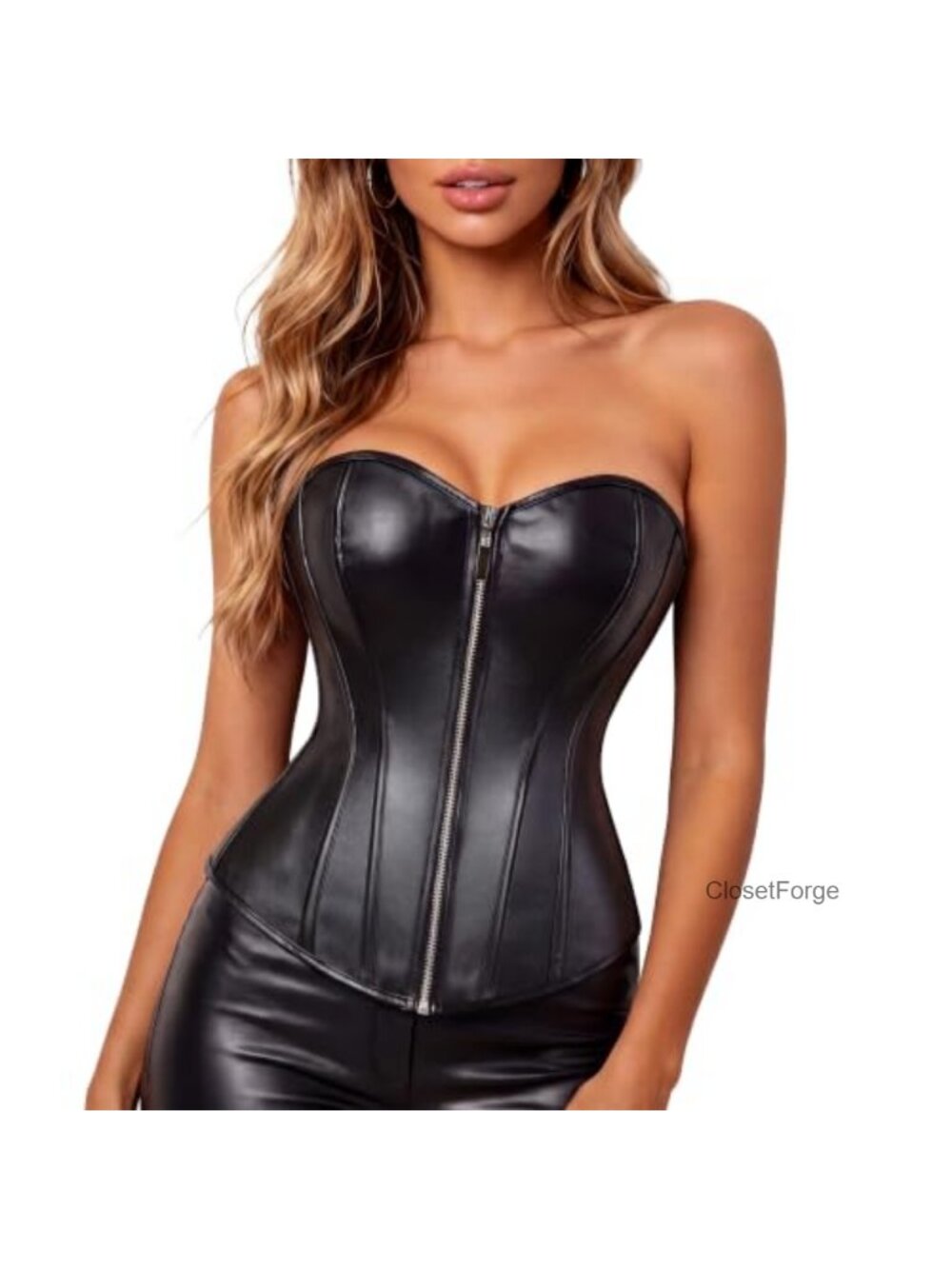 Faux Leather Corset Top Steampunk Gothic Bustier Halloween Cosplay Clubwear